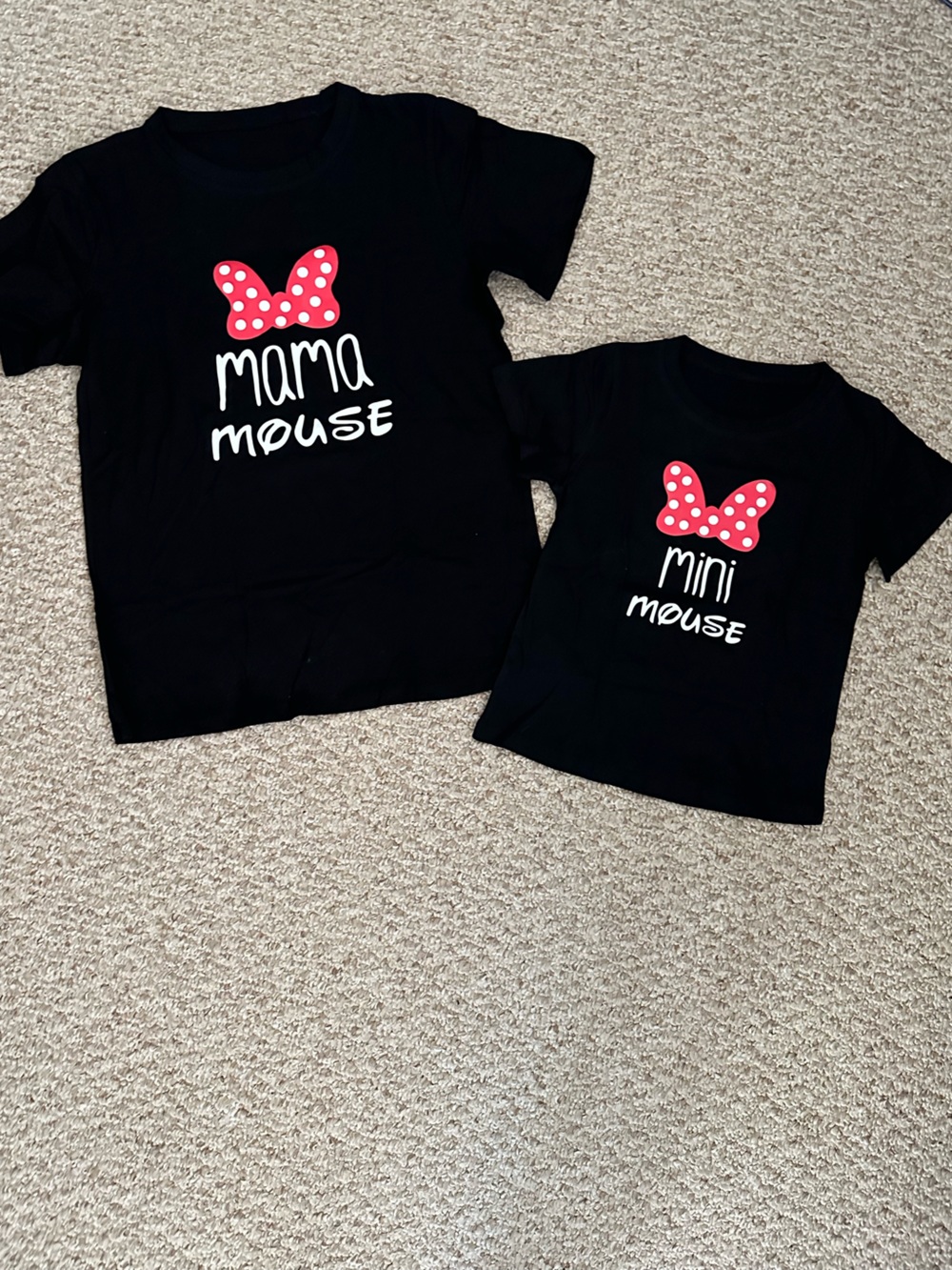 Disney Inspired Mama Mouse & Mini Mouse Tee Set